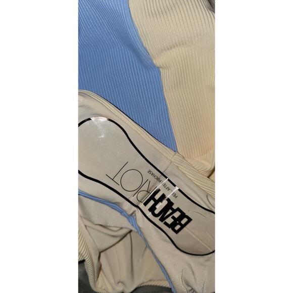 New FREE PEOPLE Beach Riot Bree Ribbed One-Piece $168 X-SMALL Blue/Ivory - Picture 4 of 6